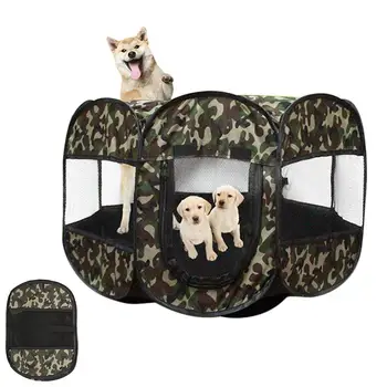 

Pet Tent Outdoor Cat Bed Camouflage Folding Washable Octagonal Kennel Dog Cage Waterproof Fence Dog Cat Playpen Crates Portable