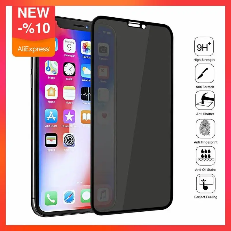 Защитное стекло для Iphone X Xs Max Xr пленка с полным покрытием защиты экрана от шпионов