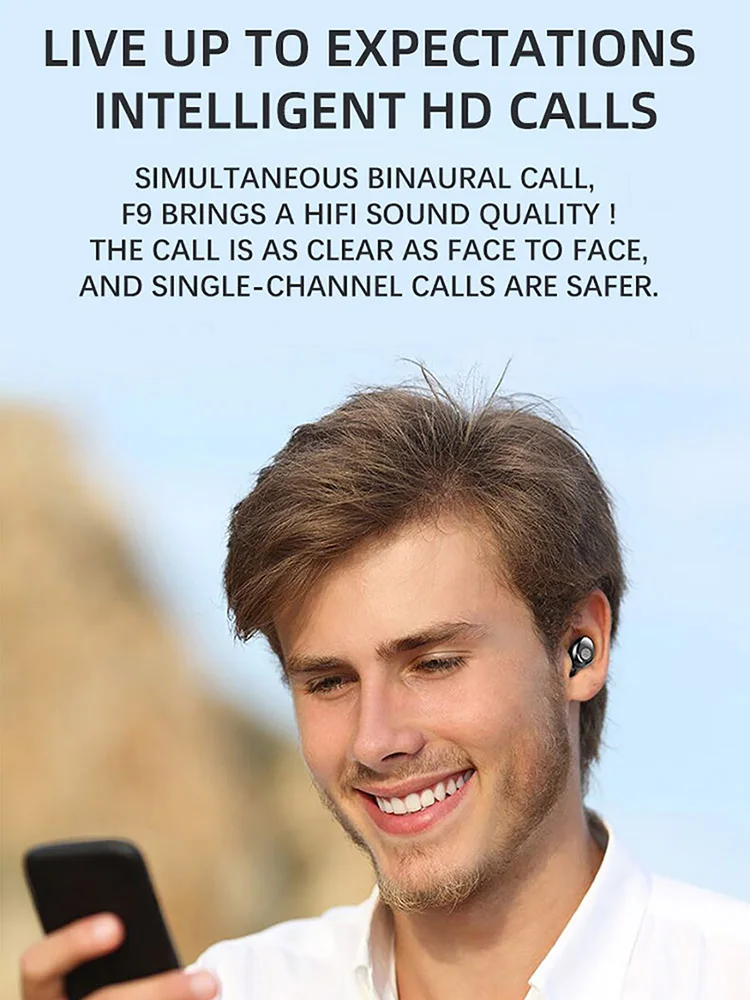 EWA Bluetooth Earphones F9 TWS Bluetooth Headphone 5 0 Touch Control Wireless Headset LED Display Earphone Gaming Auriculares