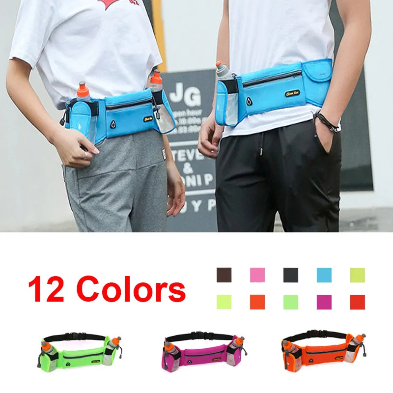Running Pack Sports Marathon Jogging Cycling Running Hydration Belt Waist Bag Pouch Fanny Pack Phone Holder for 2 Water Bottles