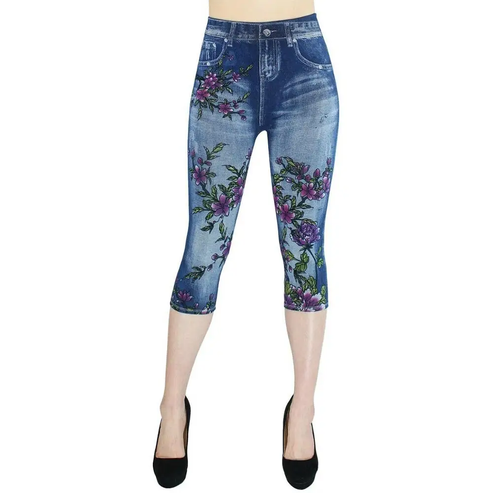 Slim-Women-Oversized-Casual-Faux-Denim-Jeans-Bandage-Print-Leggings-Strechy-Capris (2)