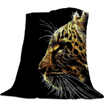 

Flannel Blanket for Bed Leopard Lineart Neon Throw Blanket Portable Soft Blanket Warm Sofa Bed Sheets