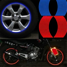 16 Pcs 10 "Motorfiets Auto Accessoires Styling Wiel Sticker Reflecterende Decals Velg Tape Bike Motocross Voor Yamaha Honda Harley bmw(China)