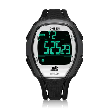 

NEW Original Brand OHSEN Fashion Digital Watch Men Black Dial Wristwatch Alarm Stopwatch Rubber Strap Sport Watch Army Relogios