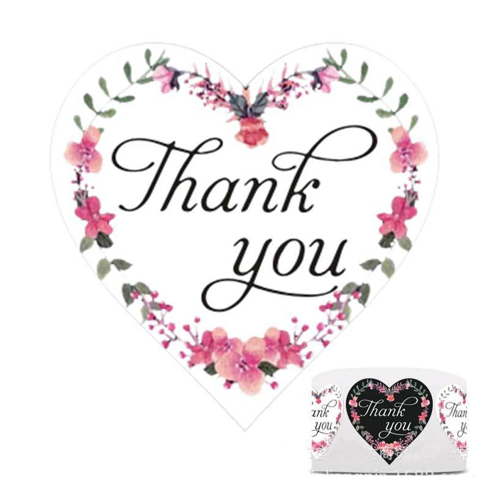 NEW Heart Thank You Stickers Floral Wedding Festival Party Favors Paper  Decorative Sticker Envelope Package Seal Label Sticke - AliExpress