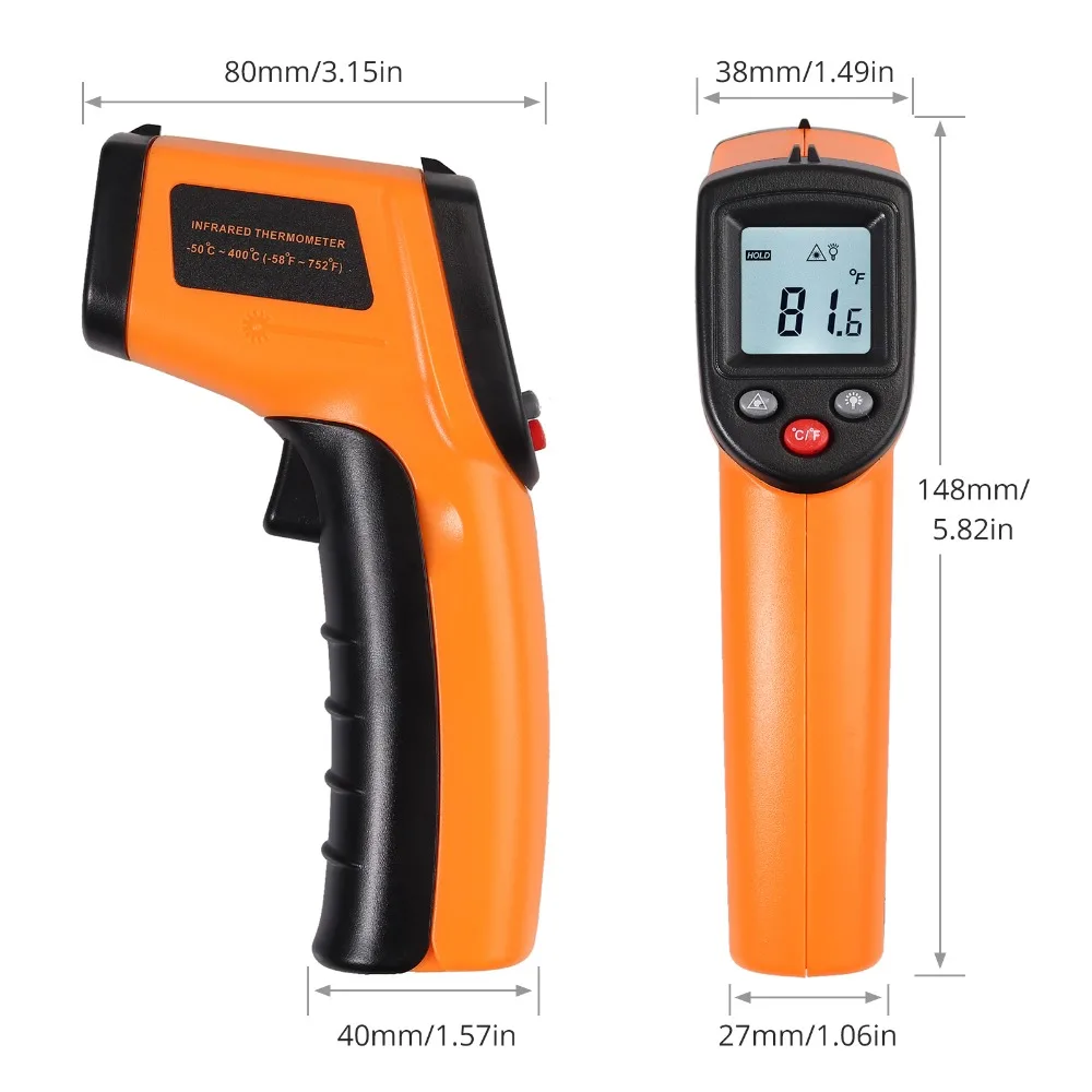Proster для цифрового ИК-термометра Бесконтактное расстояние 12: 1-50 ℃~ 400 ℃ для инфракрасного термометра температура