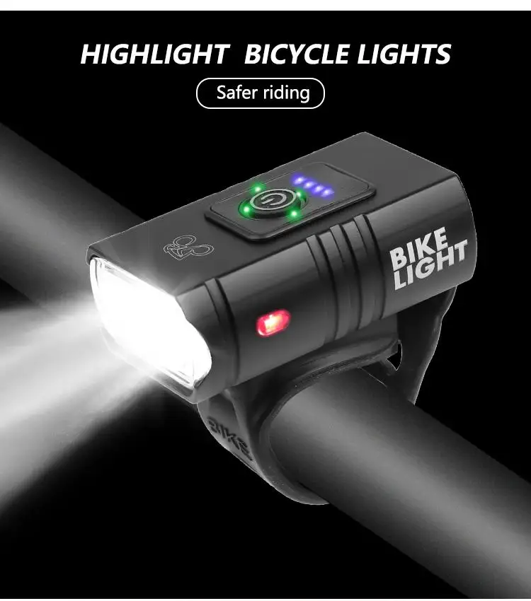 

2 T6 LED Bicycle Light High Brightness USB Rechargeable Bike Light Flashlight for Outdoor