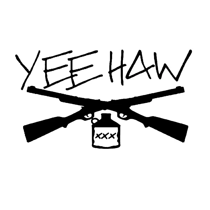 

Interesting Yee Haw Guns Moonshine PVC 15cm X 9cm Car Sticker Accessories Car Window Decoration Door Body Decal