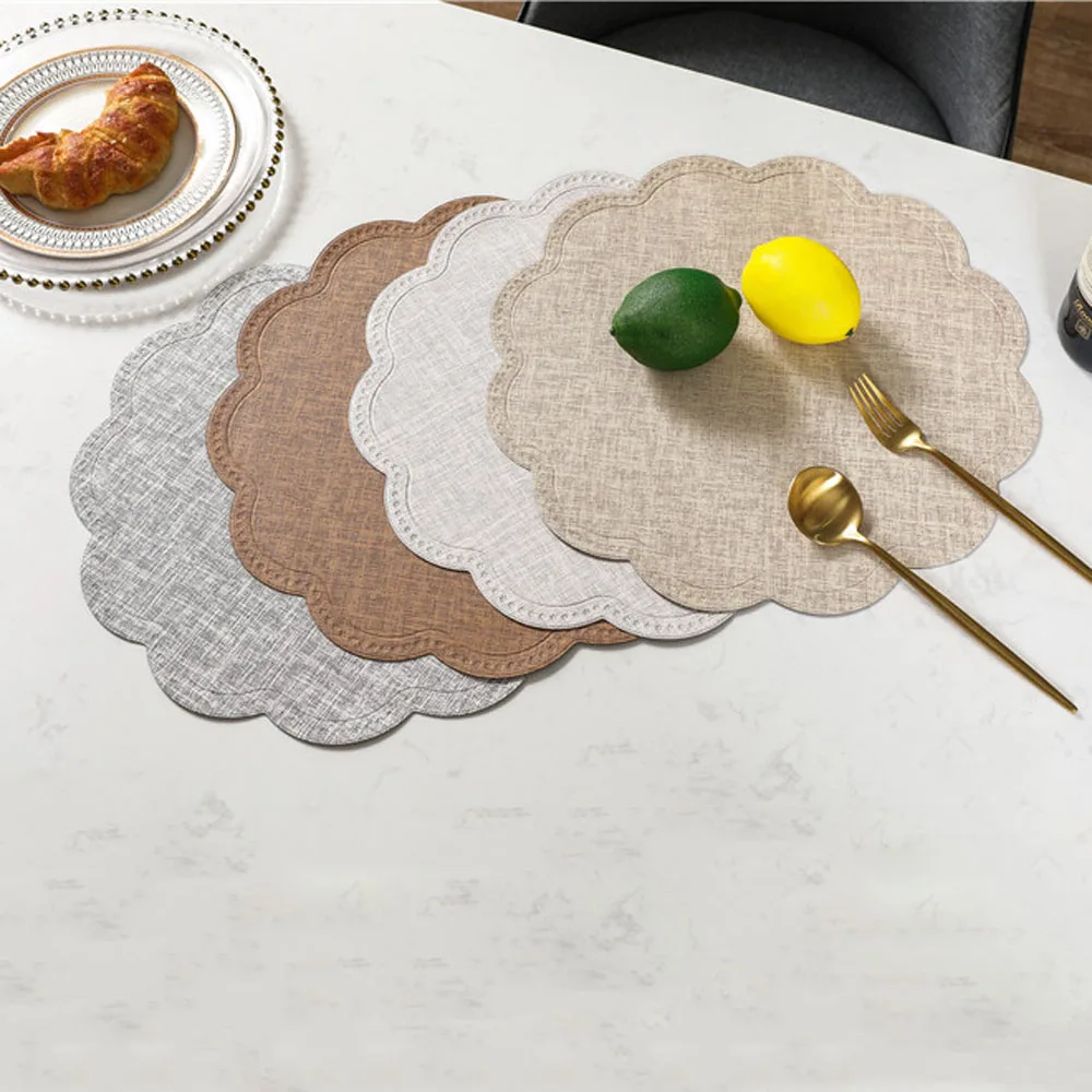 

Waterproof Grain Painting Placemats Table Mat Cup Bar Mat Kitchen Accessories PVC Adiabatic Can Be Washed Coffee Table Bowl Pad