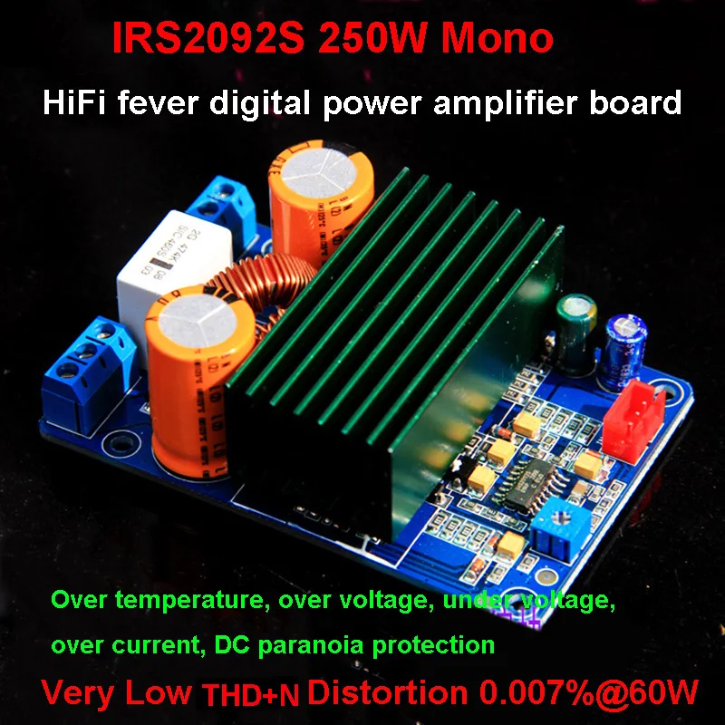 IRS2092 Hi-Fi Плата усилителя высокой мощности 250 Вт IRS2092S моно Класс D цифровая плата |