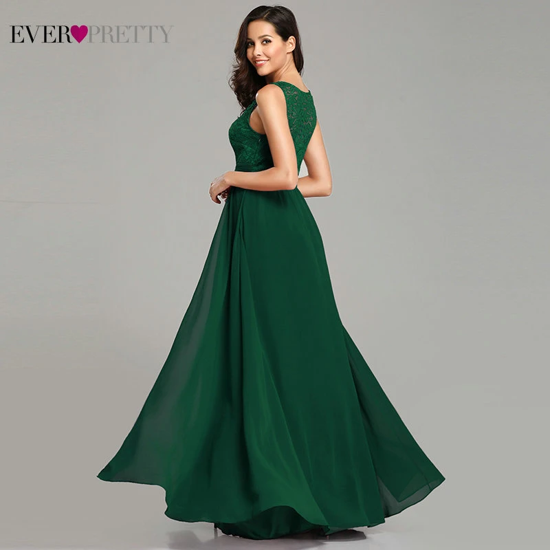 Elegant Prom Dresses Long 2020 Ever Pretty EZ07695 Womens Sexy A-line Sleeveless O-neck Chiffon Lace Cheap Evening Party Gowns