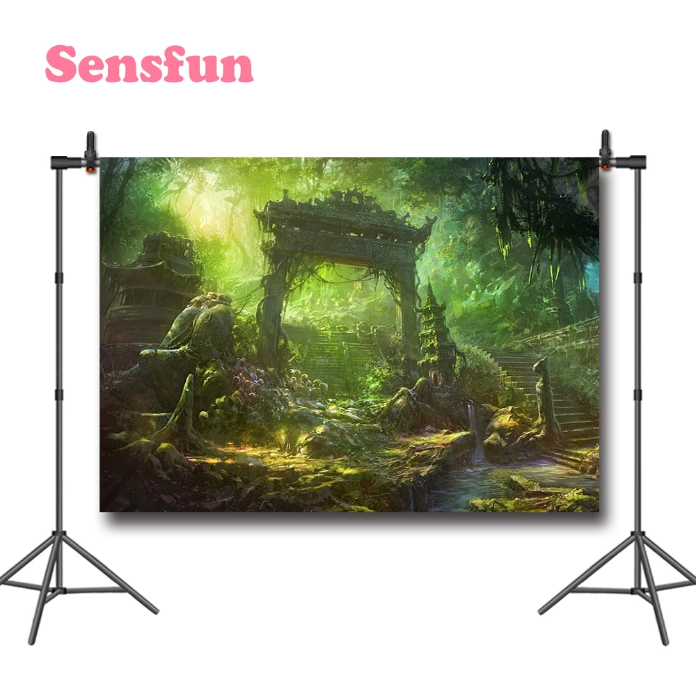 Sensfun fairy tale world photo background green trees nature scenery photography backdrops vinyl backdrop | Электроника