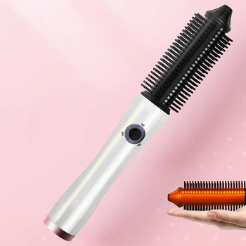 

USB Rechargeable Curly Hairs Comb, Wireless Hair Curling Iron Sticks Hair Straightener Curler Cordless Straightening Curling Too
