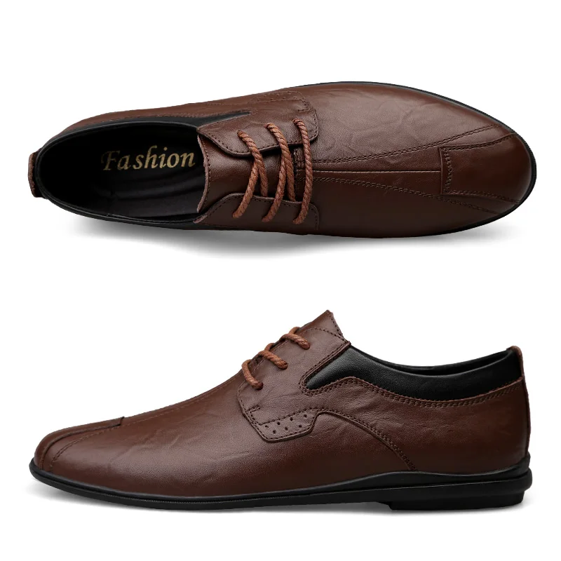 Big Size Real Leather Men Flats Shoes Slip on Genuine Leather Loafers Men Casual Shoes High Quality Moccasins