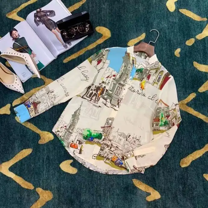 AH12270, модные женские блузки и рубашки,, Подиумные, Роскошные, известный бренд, Европейский дизайн, вечерние, стильная женская одежда