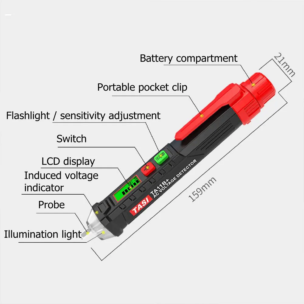 TASI тестовая ручка 12 ~ 1000 в ЖК-дисплей Электрический Бесконтактный светодиодный индикатор оповещения тест er безопасный AC напряжение