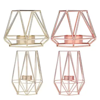 

INS Nordic 3D Geometric Candlestick Metal Crafts for Party Home Decoration Gold/Rose Gold Candle Holders Aesthetic Spirit Design