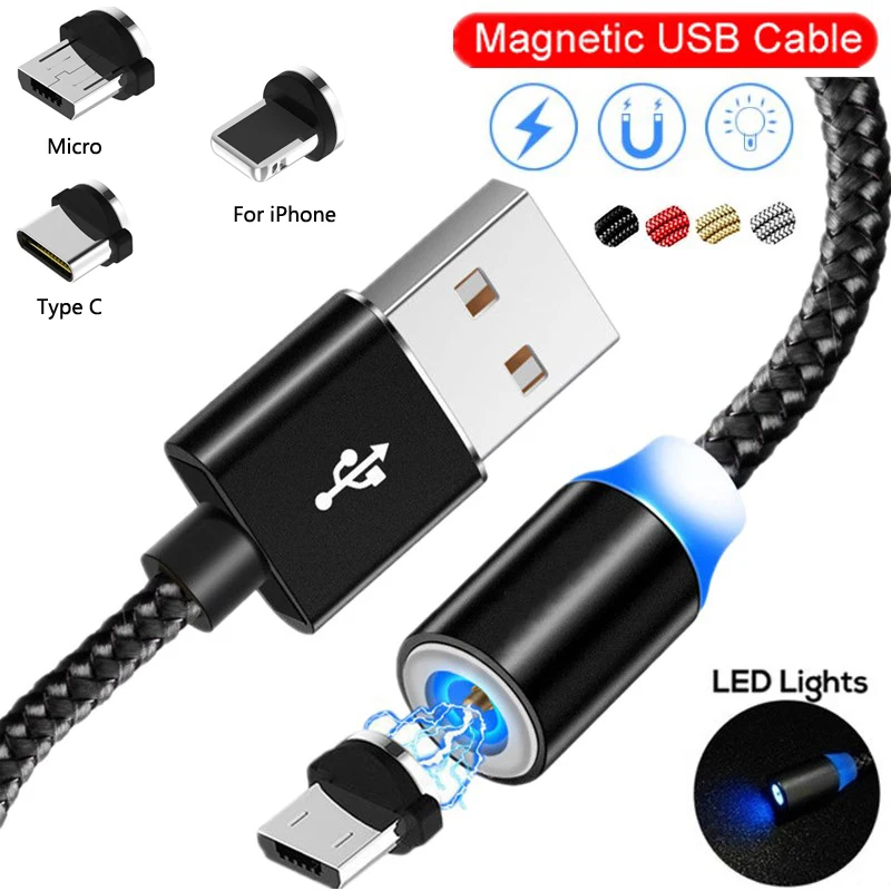 Magnetic USB Fast Charging Data Cable For iphone 6 7 8 PLUS X XR XS MAX Samsung A3 A5 A7 2017 A50 A70 Micro Type C | Мобильные