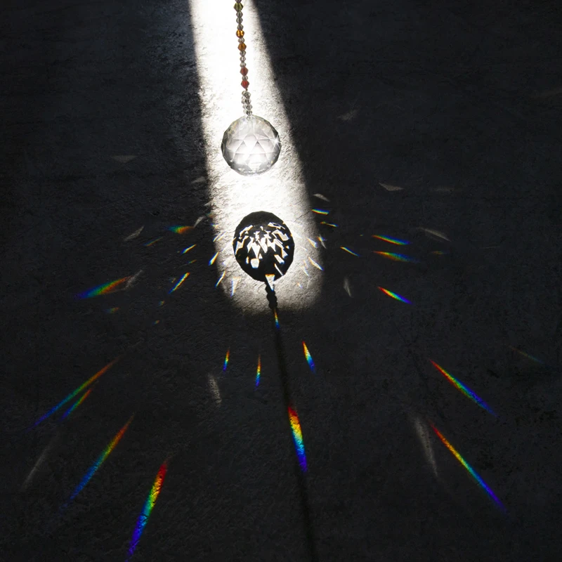 

H&D 40mm Crystal Glass Prism Ball Rainbow Pendant Chandelier Suncatcher Hanging Ornament Colorful Beads Strand For Garden Decor