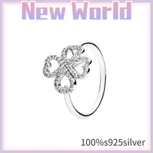 

Hot style Original 100%925 Silver pandora Clover Crystal Ring High Quality for Ladies Couple Ring DIY Fashion Wedding Jewelry