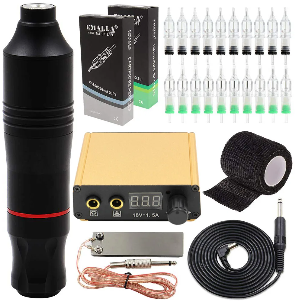 

Tattoo Kits Cartridge Tattoo Machine Pen set Including Rotary Tattoo Machine Pen Cartridge Needles Power Supply for Supplies
