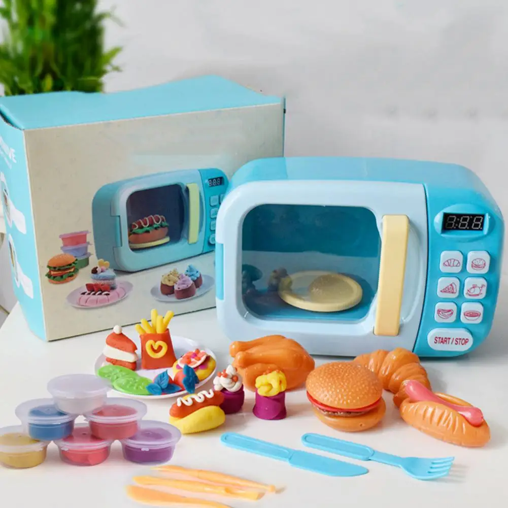 blue RCtown Kids мини игрушечная Домашняя Кухня Игрушка имитация Электрический игрушечное устройство для мальчиков девочек микроволновая печь - Цвет: blue