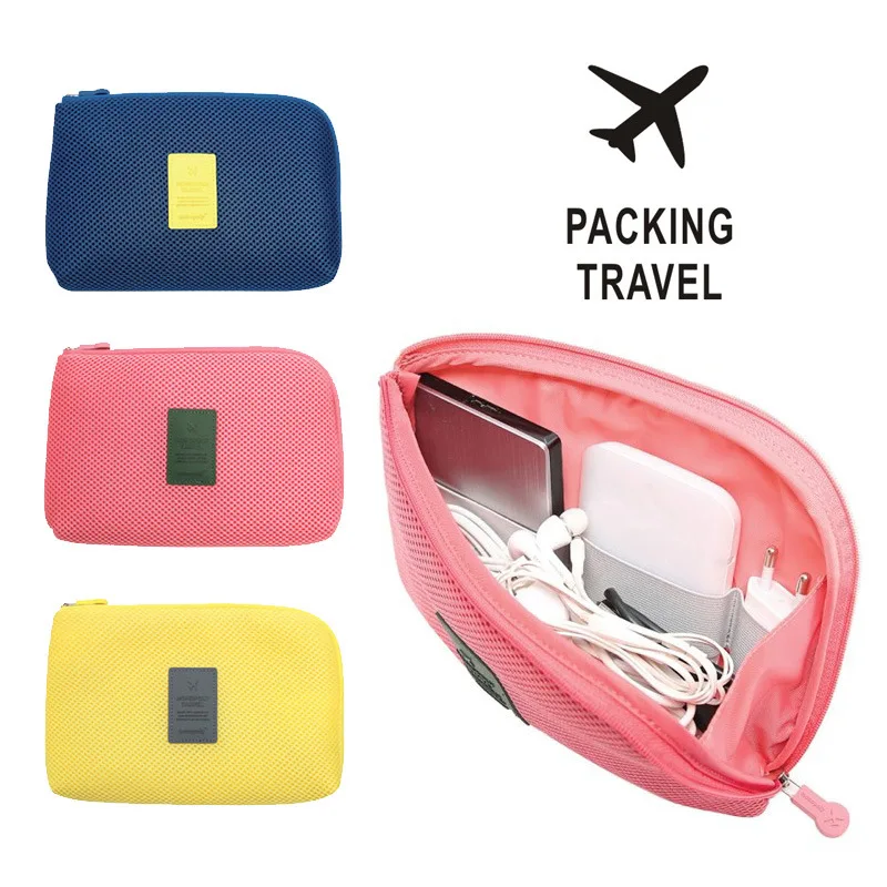 

Travel Storage Box For Digital Data Cable Charger Headphone Portable Mesh Sponge Bag Power Bank Holder Cosmetic Box