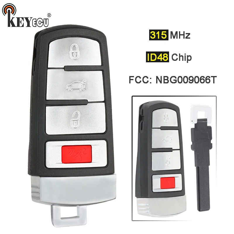 KEYECU 315 МГц ID48 чип FCC: NBG009066T HLO 3C0 959 752 3+ 1 4 Кнопка дистанционный смарт ключ-брелок для VW Passat CC 2006-2013