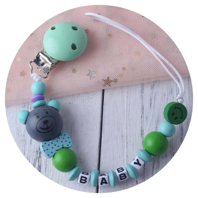 Baby toy 2 Хит, детский деревянный прорезыватель, пищевой бук, милый медведь, в форме жевания, соска, клипса, держатель, силиконовая соска с бусами, цепи, прорезыватель, игрушка - Цвет: Baby toy 2