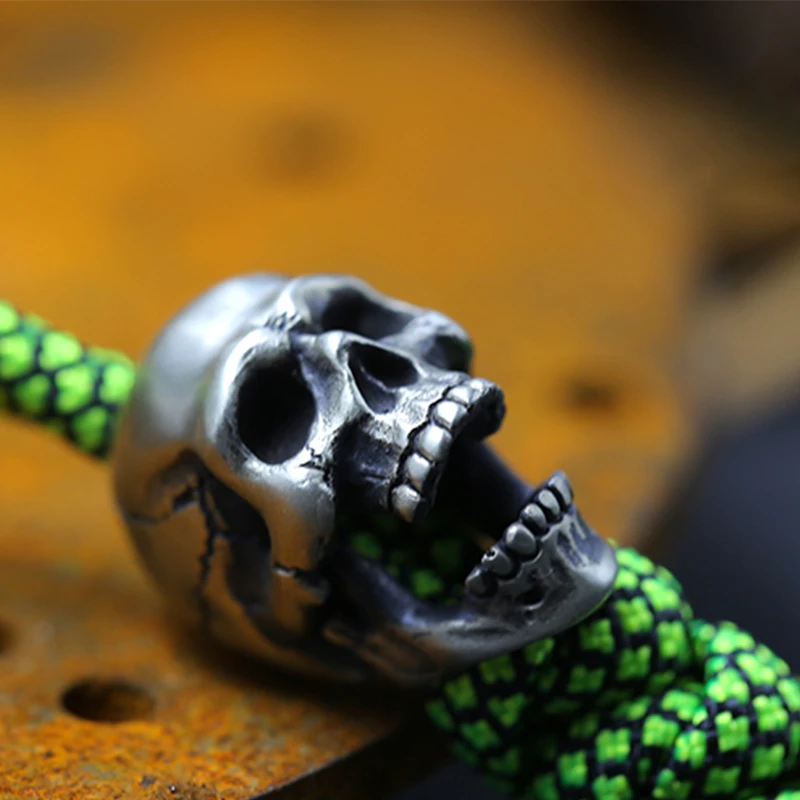 

Hand Carved Skull Knife Beads EDC Paracord DIY Outdoor Pendant