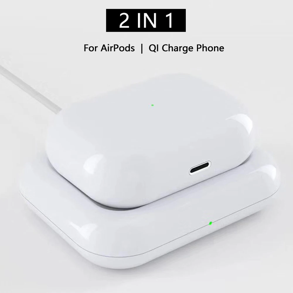Беспроводное зарядное устройство QI 2 в 1 7 5 Вт док станция Pad для Apple Airpods AirPods Pro iPhone