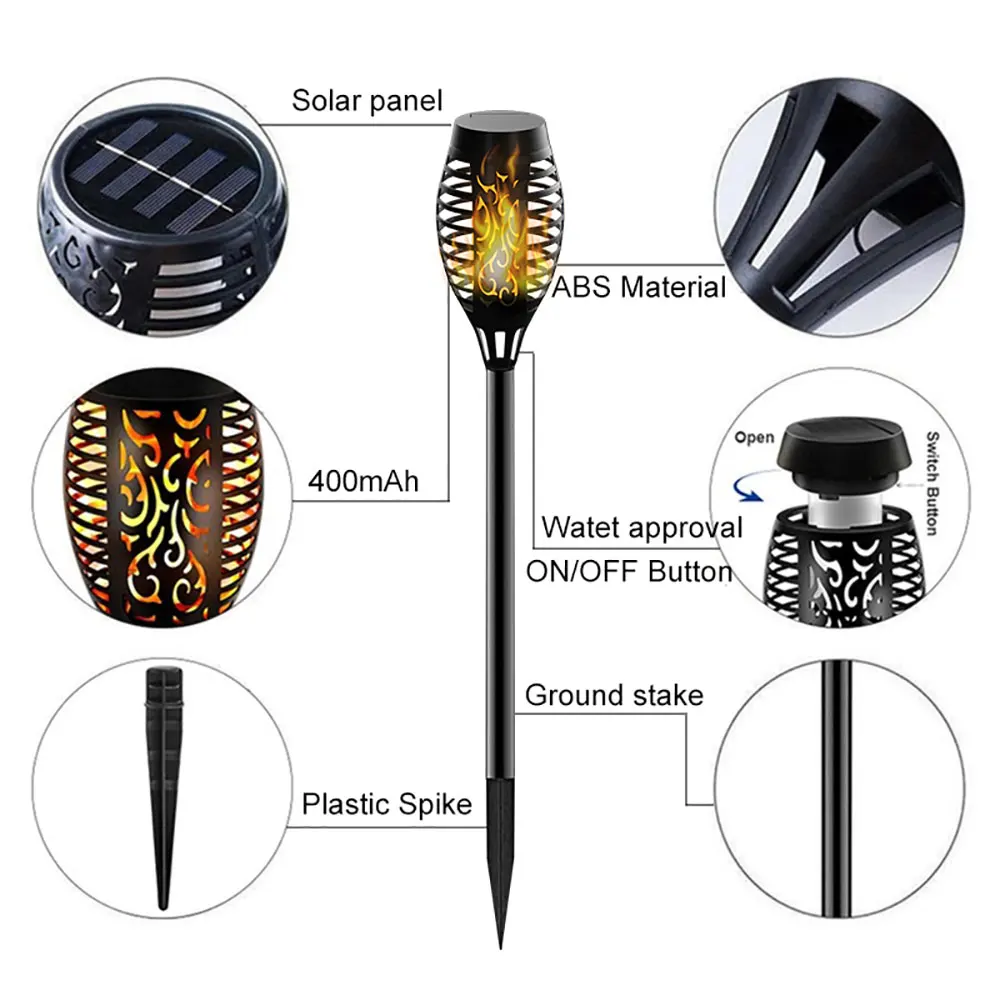 string solar lights LITOM 12LED Solar Garden Light Outdoor Solar Light Waterproof Flickering Flame Torches Lawn Lamp For Garden Pathway Decoration solar lights outdoor