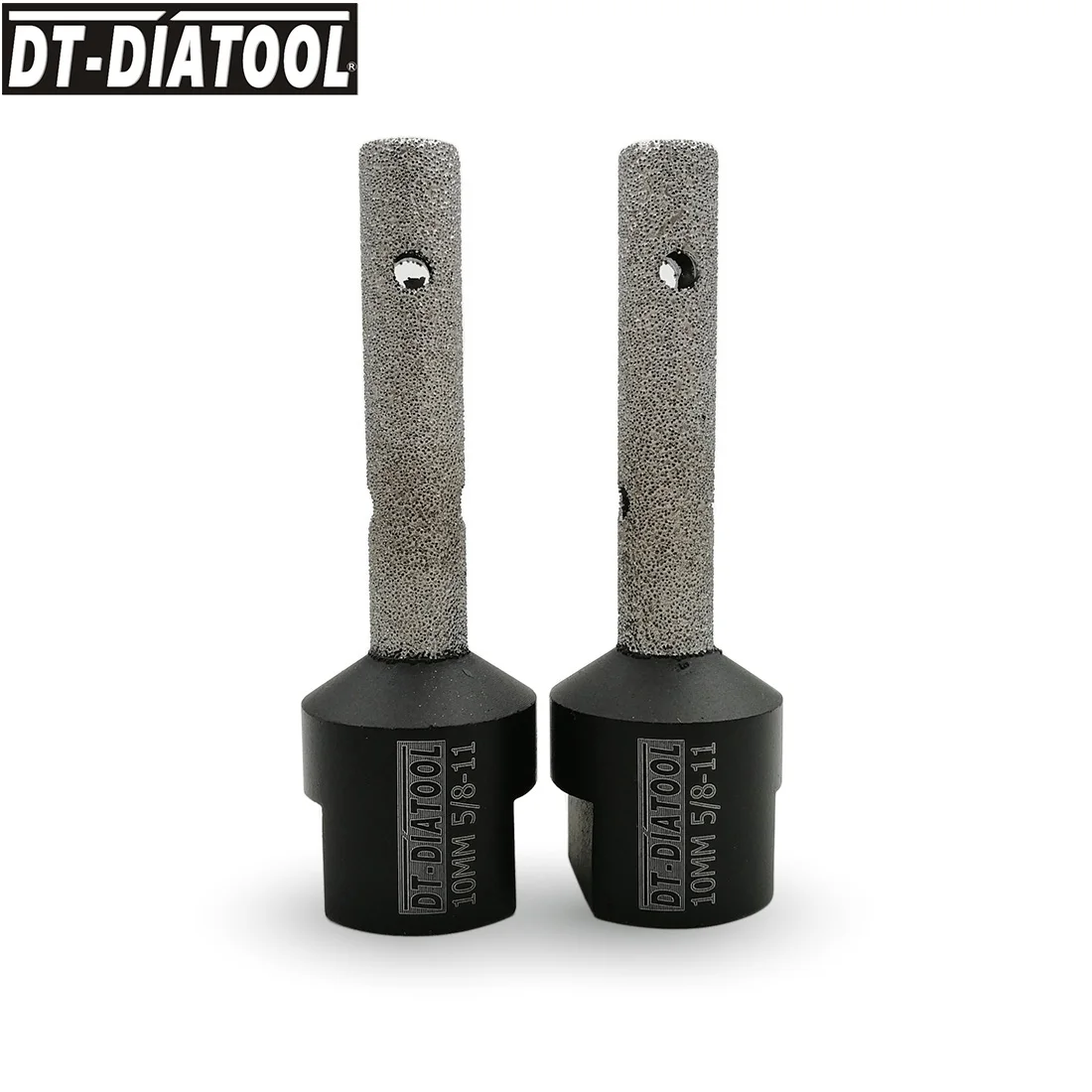 DT-DIATOOL 2pcs Dia 10mm 5/8-11 Vacuum Brazed Diamond Milling Finger Bits For Enlarge Holes In Porcelain Ceramic Marble Granite