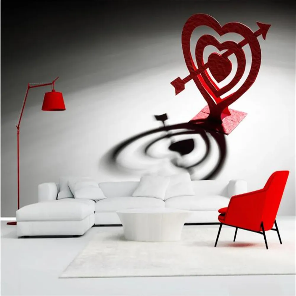 Milofi  Factory custom wallpaper mural 3D black and white red three-color peach heart cupid arrow wallpaper wallpaper cupid no 3