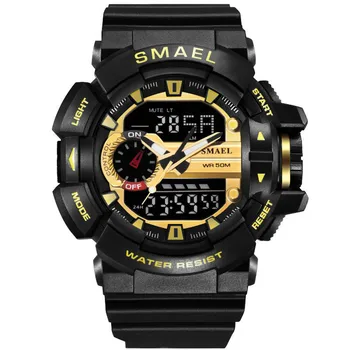 

The mens' watches fashion sports Plastic strap waterproof double men's watches multifunctional LED electronic watches clock