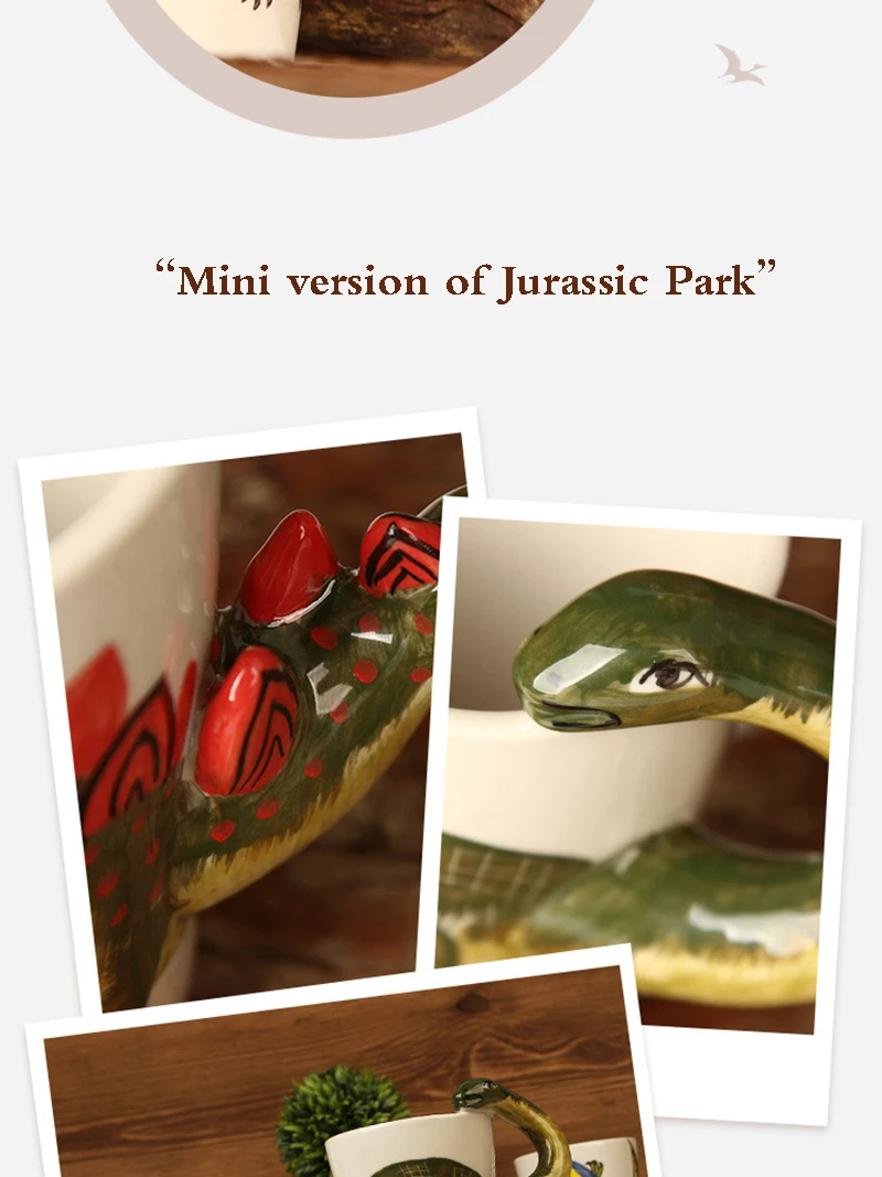 350 мл креативная кружка с динозавром 3D Керамическая кружка для воды с животными, кофейная кружка с ручной нарисованной чашкой и термостойкая кружка, устойчивая к мультипликации с цветной коробкой