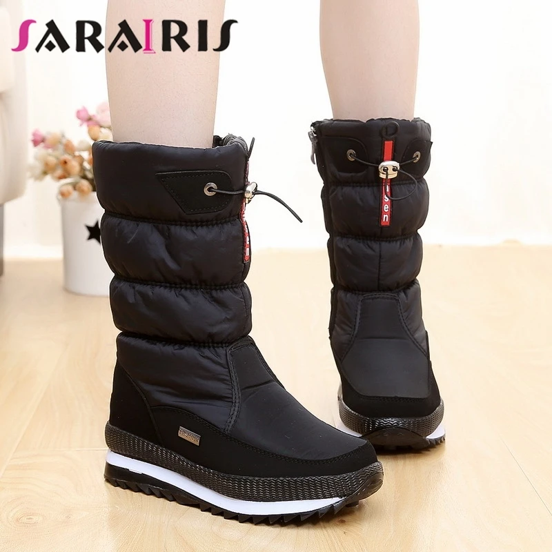 

SARAIRIS New 36-41 Winter Waterproof Boots Ladies Ankle Platform Snow Boots Women 2019 Winter Warm Wedges Shoes Woman