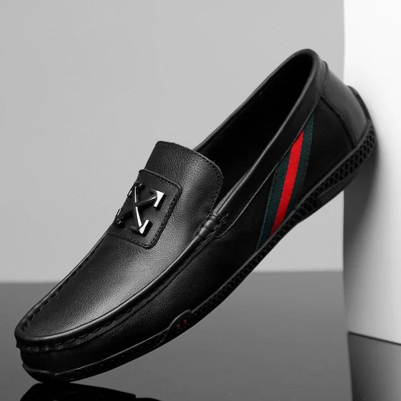 

First Layer Genuine Leather Soft Bottom MEN'S SHOES Foot Covering England Casual Small Leather Shoes Moccosins Breathable Slip-o