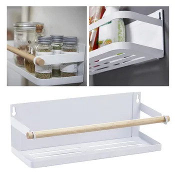 

Single-layer Kitchen Refrigerator Rack with Magnetic Block Nail-free Strong Straight Suction Paper Towel Seasoning Rack Refriger