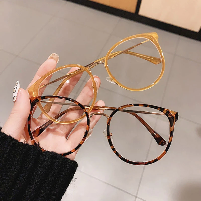 SO & EI Montura de gafas redondas para y mujer, lentes transparentes Vintage, montura de anteojos verde leopardo óptico|De los hombres gafas de Marcos| - AliExpress