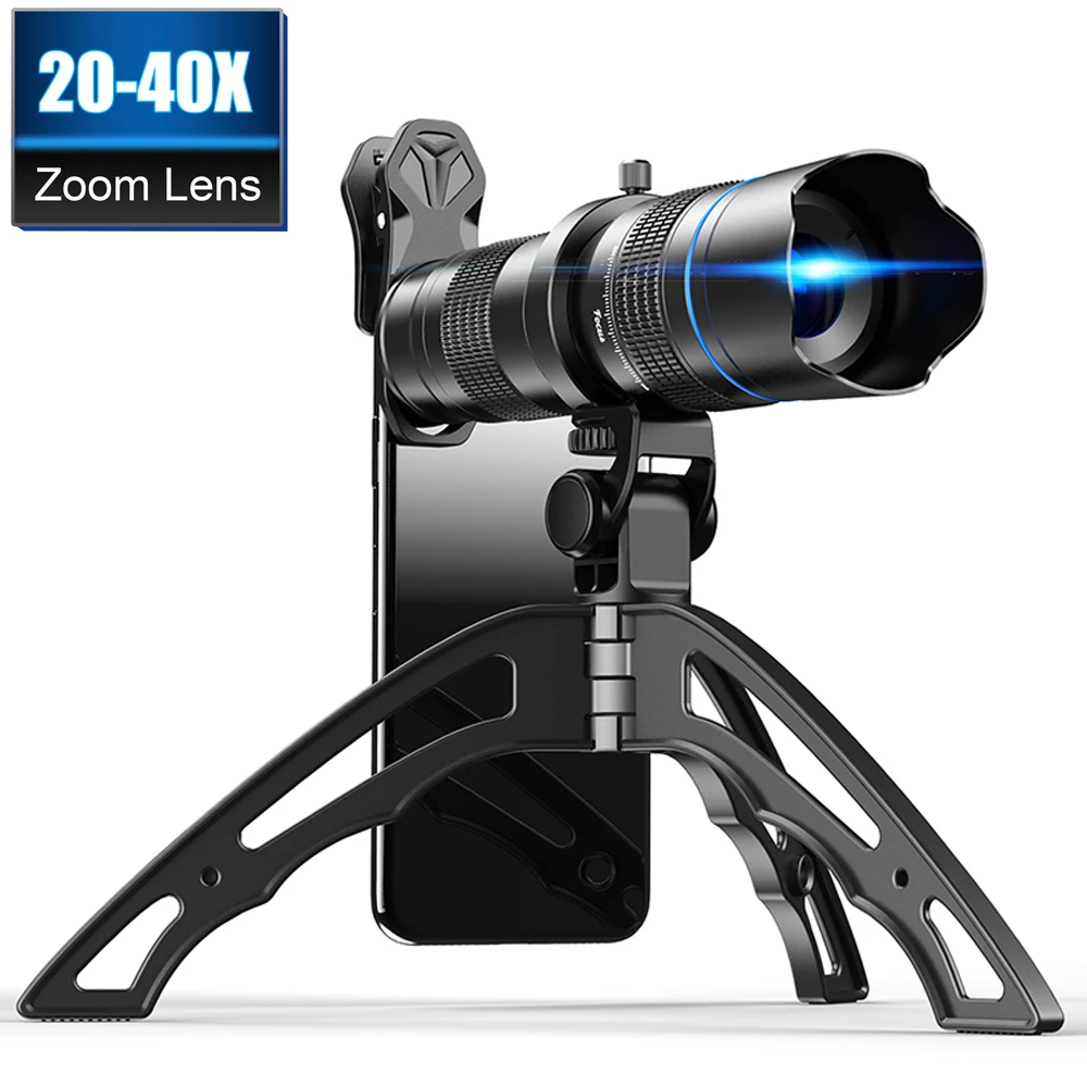 APEXEL Optional HD 20x-40x zoom telescope telephoto lens camera mobile lens+ selfie tripod for Samsung iPhone all Smartphones