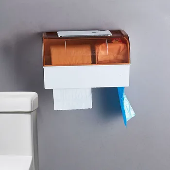 

wall-mounted waterproof paper box draw tissue rack toilet roll paper holder crude wood made paper 10 rolls one sale Bathroom use