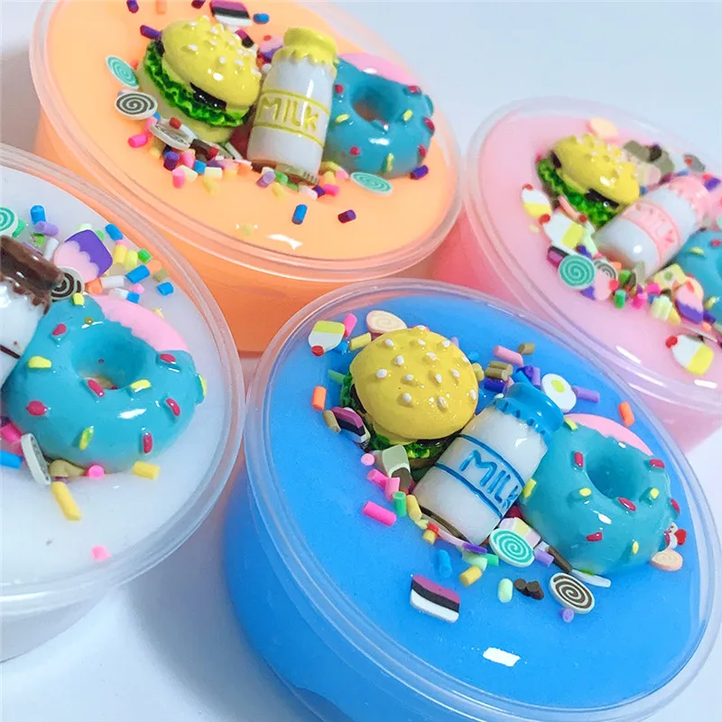 Слизь пушистый Уникальный DIY Burger Char Milk slime торт ко дню рождения слизь дети облегчение стресс игрушки#4AA15