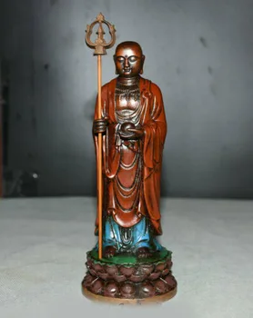 

wedding decoration Old Chinese Boxwood Painting Carved Ksitigarbha Boddhisattva Buddha Statue