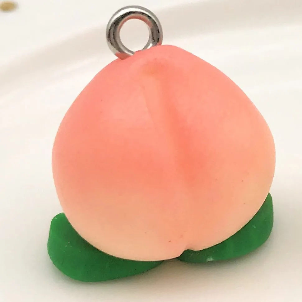 4 шт мягкие керамические милые розовые подвески-персики Diy находки 3D миниатюрные Фрукты Подвеска для ключей, на шею ручной работы ювелирные изделия - Окраска металла: peach 4pcs