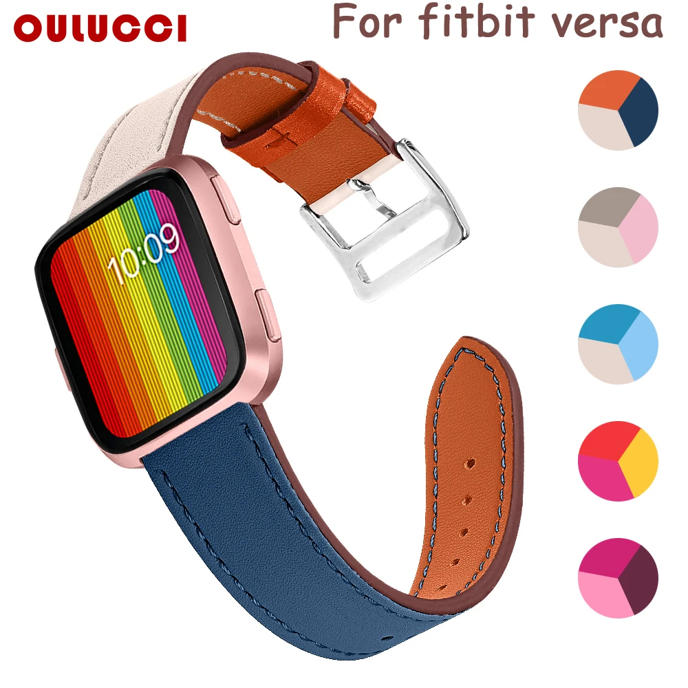 

OULUCCI Leather Wrist Watchband For Fitbit Versa Strap Bracelet Belt For Fitbit Versa Wristband Smart Watch