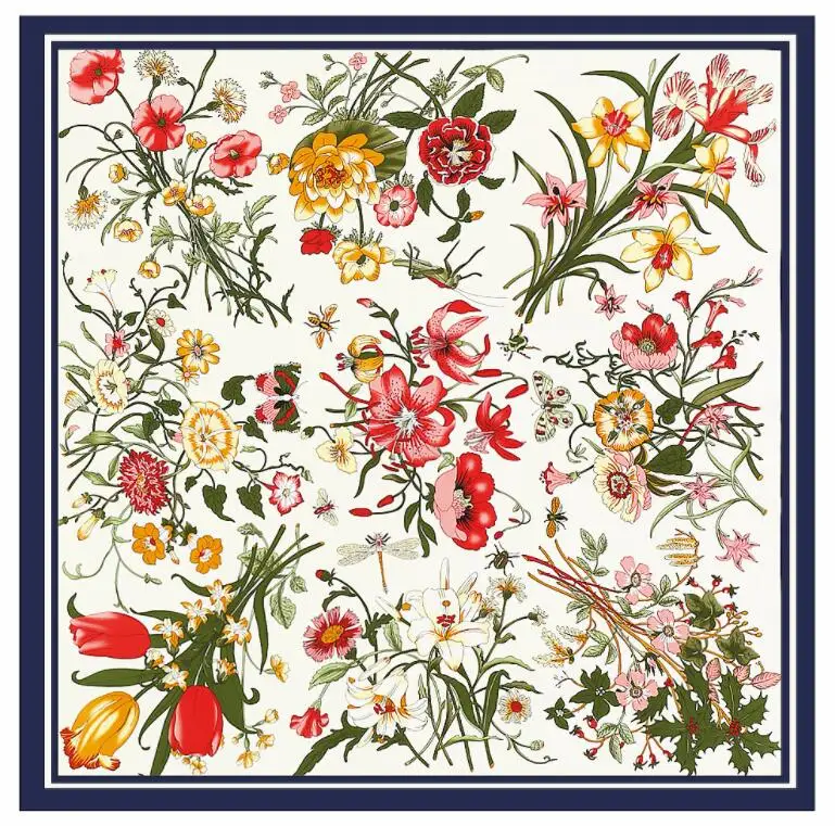 Silk Scarf Women Large Shawls Stoles Cashew Print Square Scarves Echarpes Foulards Femme Wrap Bandanas 130*130CM 4