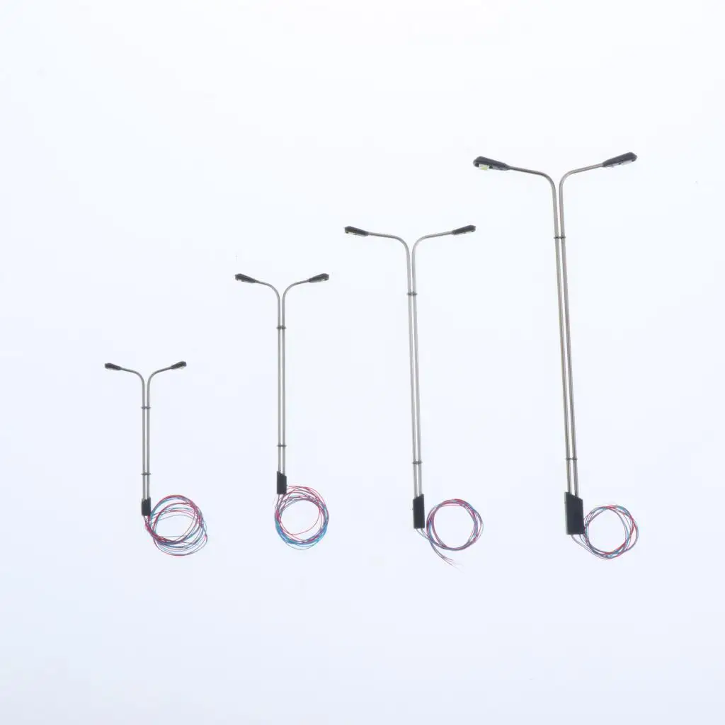 5 Lampadaires à Une Tête LED Pour Modélisme Ferroviaire – échelles HO/TT/N/Z – Neufs, Prêts à Poser