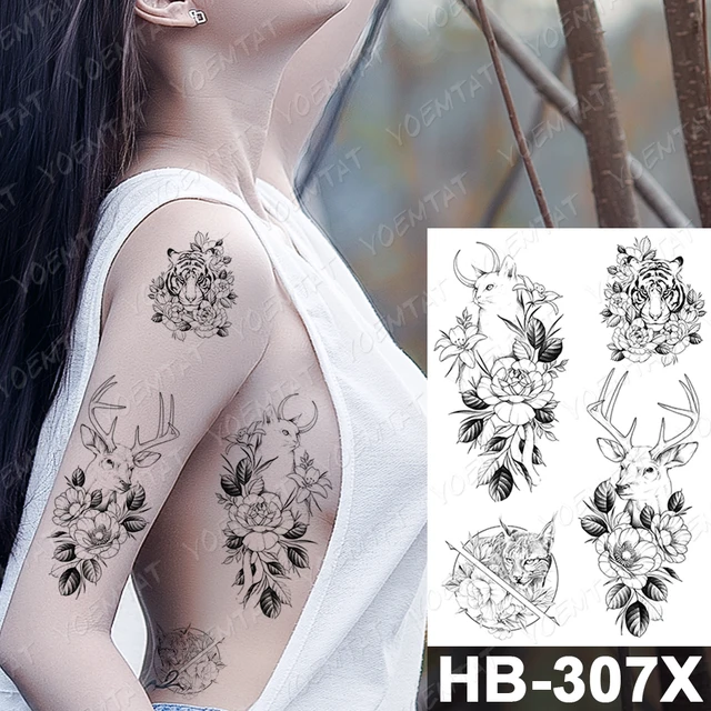 Waterproof Temporary Tattoo Sticker Dark Old School Moth Butterfly Flash Tattoos Snake Rose Body Art Arm Fake Tatoo Women Men 35-HB307X