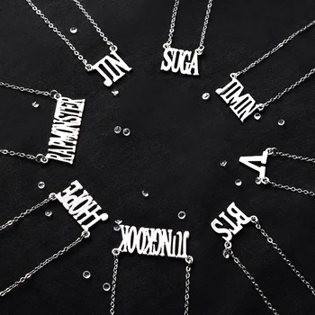 

KPOP Name Necklace Bangtan Boys Jimin J-Hope Suga Stainless Steel Pendant Chain Choker Necklace Men Women Jewelry Collier